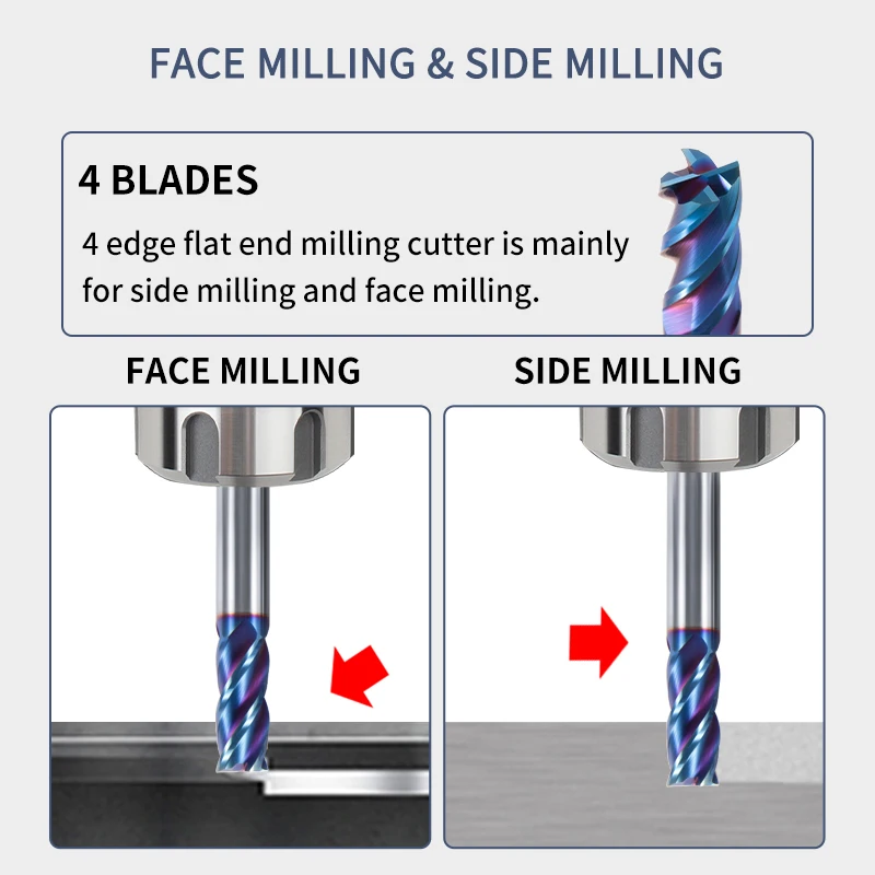 4 Flute 1Mm-12Mm HRC65 Carbide End Mills, End Mills, Alloy Tungsten Steel End Mills, End Mills, CNC Machine Tools, End Mills