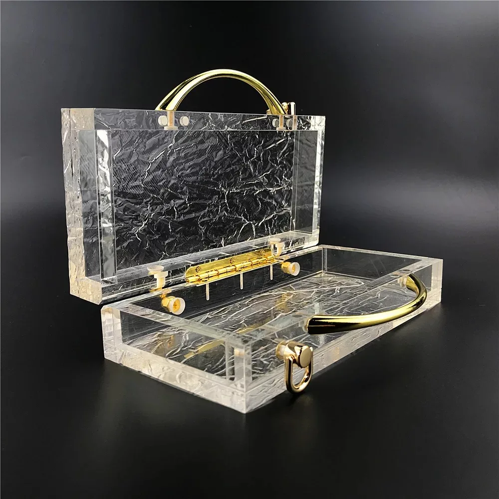 Transparent totes bag Clear acrylic PVC plastic box bag women vintage retro evening party handbag summer bag