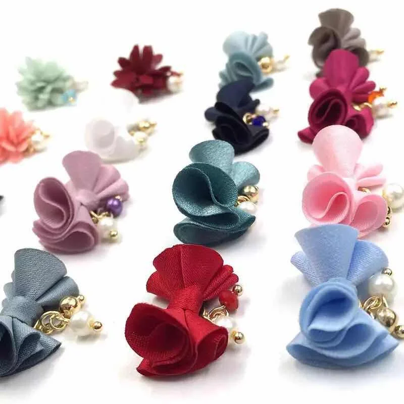 5Pcs Cloth Bowknot/Flower 3d Nail Art Decorations Detachable Magnetic Pendant Ornaments Stickers for Nails Jewelry Accessories