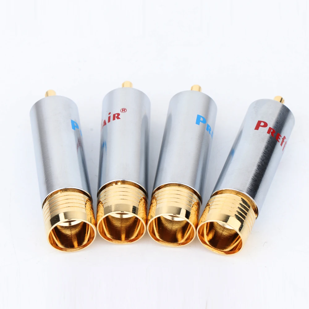 4Pcs R1715 Preffair RCA 잠금 비 솔더 플러그 커넥터 RCA 커넥터 남성 솔더 비디오 금도금 커넥터