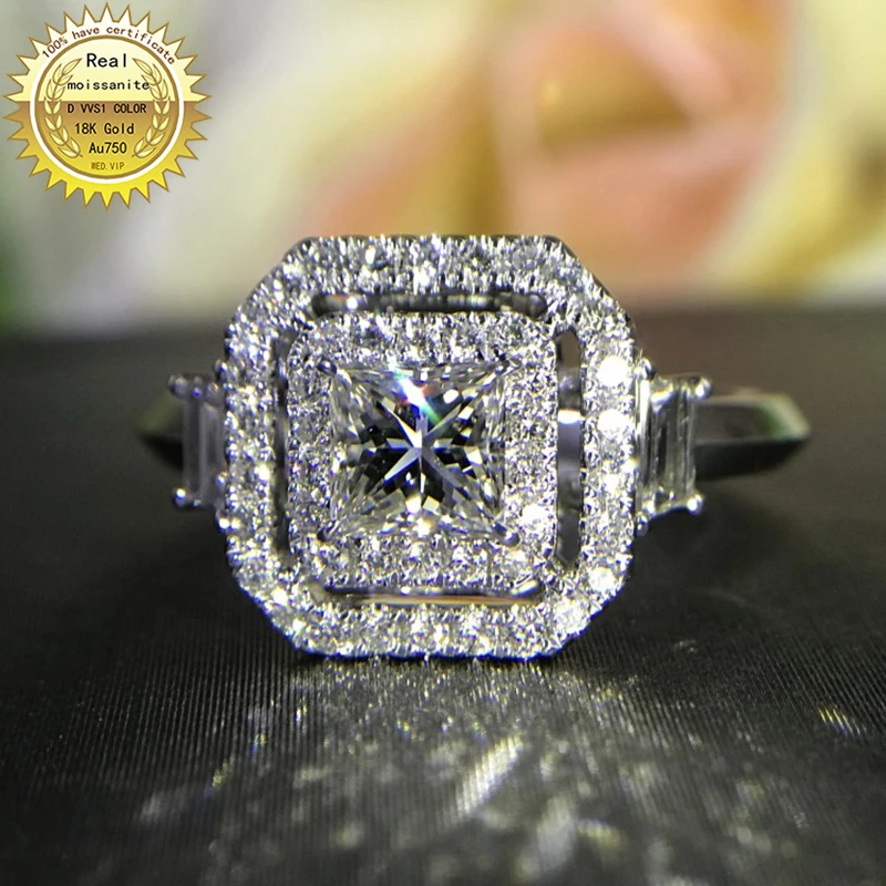 

18K кольцо goldr 1ct D VVS moissanite обручальное кольцо и свадебные ювелирные изделия с сертификатом 022