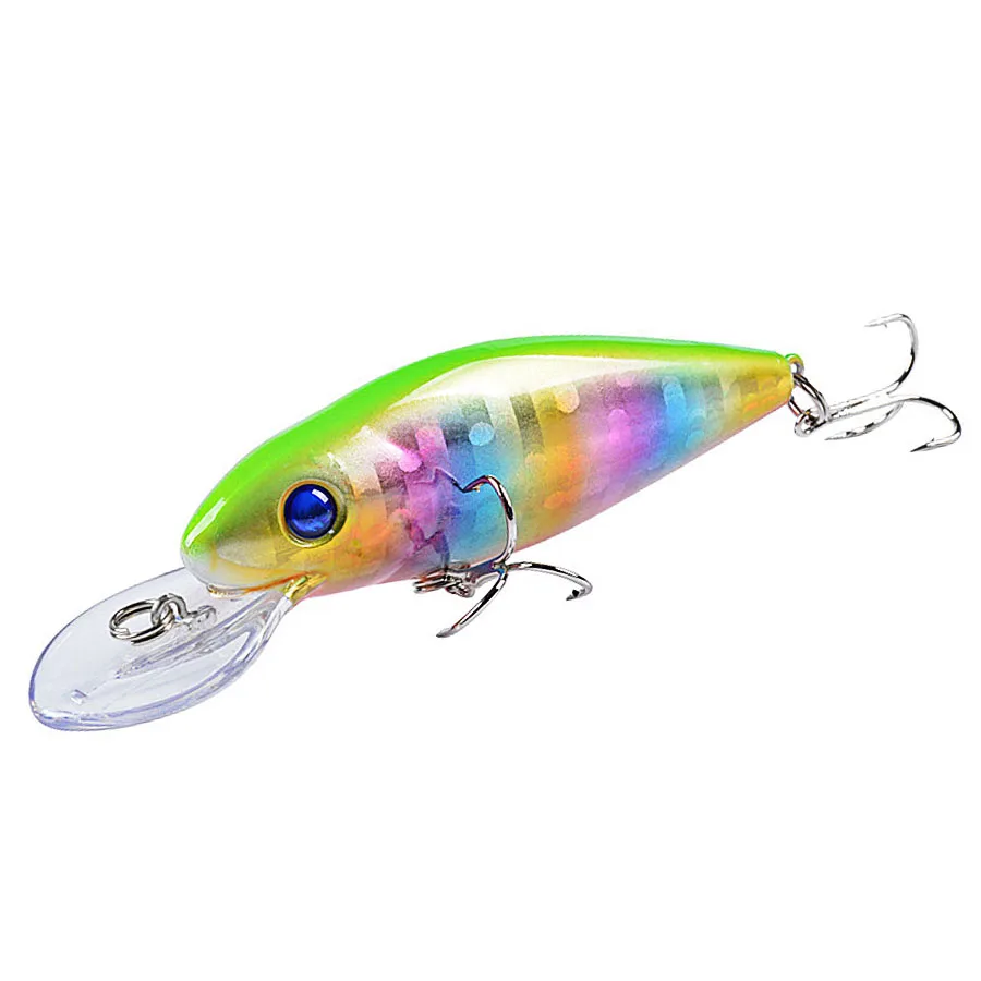 Jerkbait – leurre méné rigide avec hameçons, appât artificiel de type Wobbler idéal pour la pêche au bar ou au brochet, Crankbait