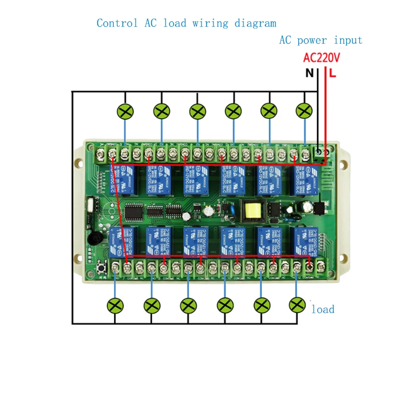 AC110V 220V 12 CH Channel 12CH RF Wireless Remote Control LED Light Bulb Switch System Receiver + Transmitter, 315MHZ/ 433 MHz