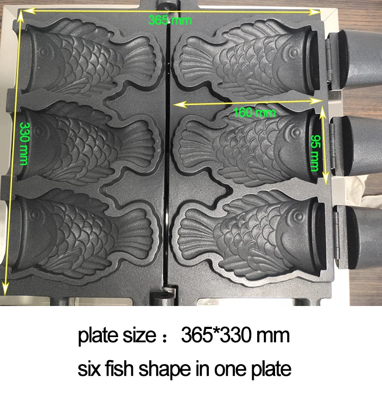 3 pçs abertura boca peixe sorvete taiyaki máquina revestimento antiaderente forma de peixe taiyaki sorvete waffle bolo que faz a máquina