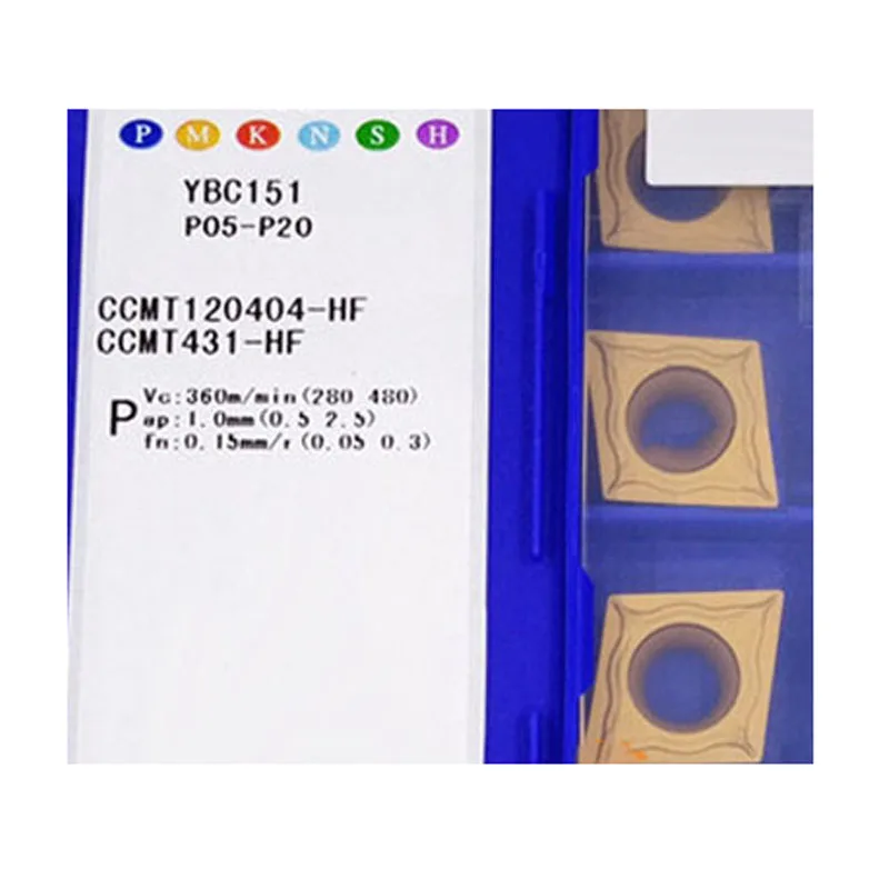 Inserti di tornitura del carburo di CNC di uso efficiente e durevole 10 pz/scatola di CCMT CCMT060204-53 AHF EM HR TC per tornio