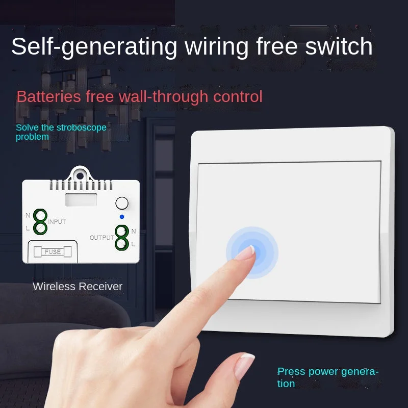 Wirelesss Switch RF433Mhz Self-Powered Push Button Wall Panels Remote Controller Light Switch Waterproof Wall Switch