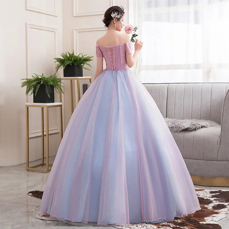 Vestidos de quinceañera 2023, Vestidos Vintage sin hombros para fiesta de graduación, vestido de baile de lujo con encaje bordado de tul, Vestido largo de anfitrión