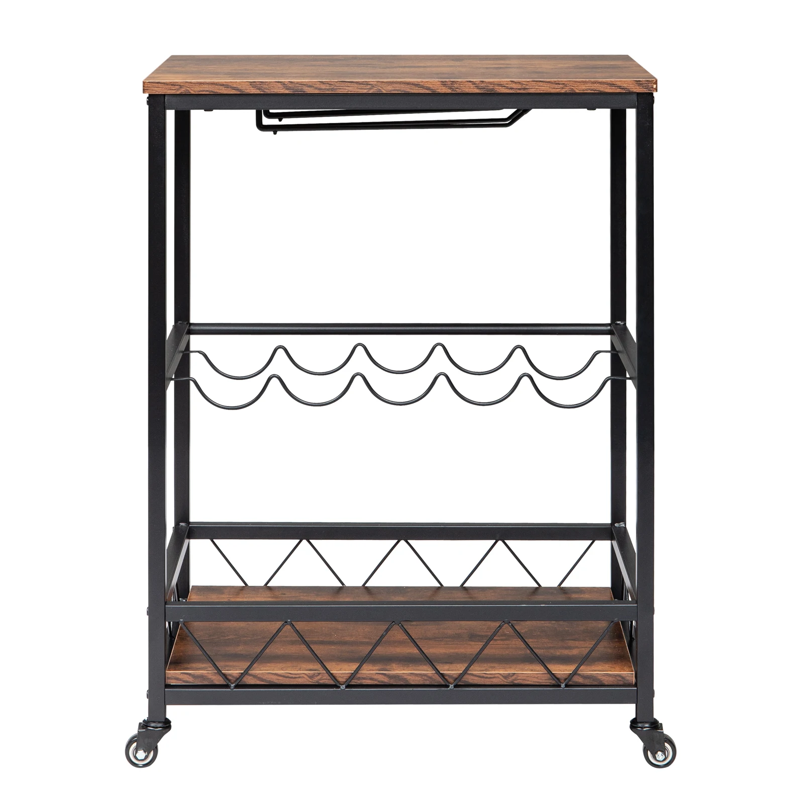 Two Colors Bar Serving Cart Home Mobile Kitchen Serving cart,Industrial Vintage Style Wood Metal Serving Trolley