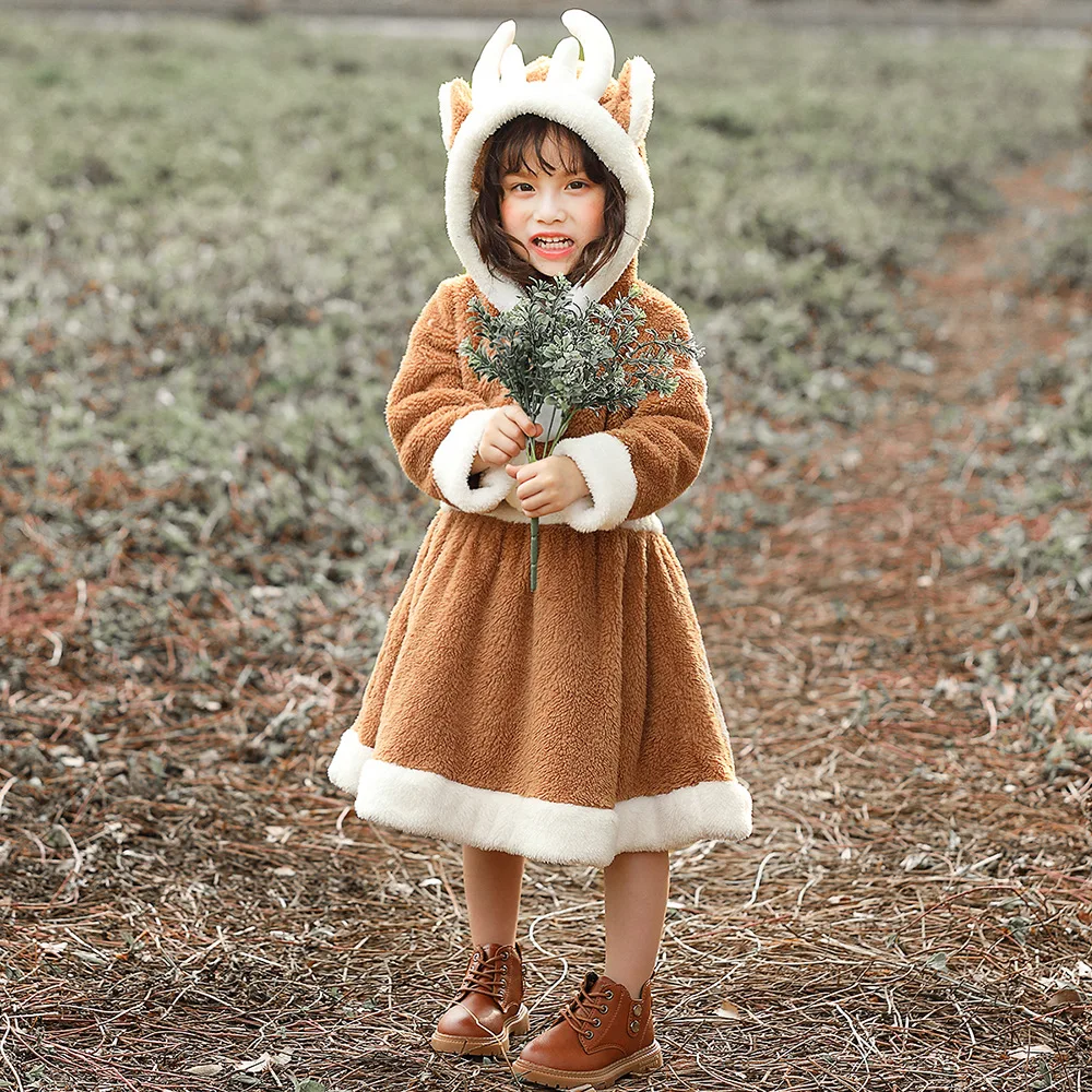 Umorden Girls Deer Reindeer Costume Onesies Pajamas Dress Fantasia Christmas Costumes for Kids Child Toddler 2-4T 4-6Y 8-10Y