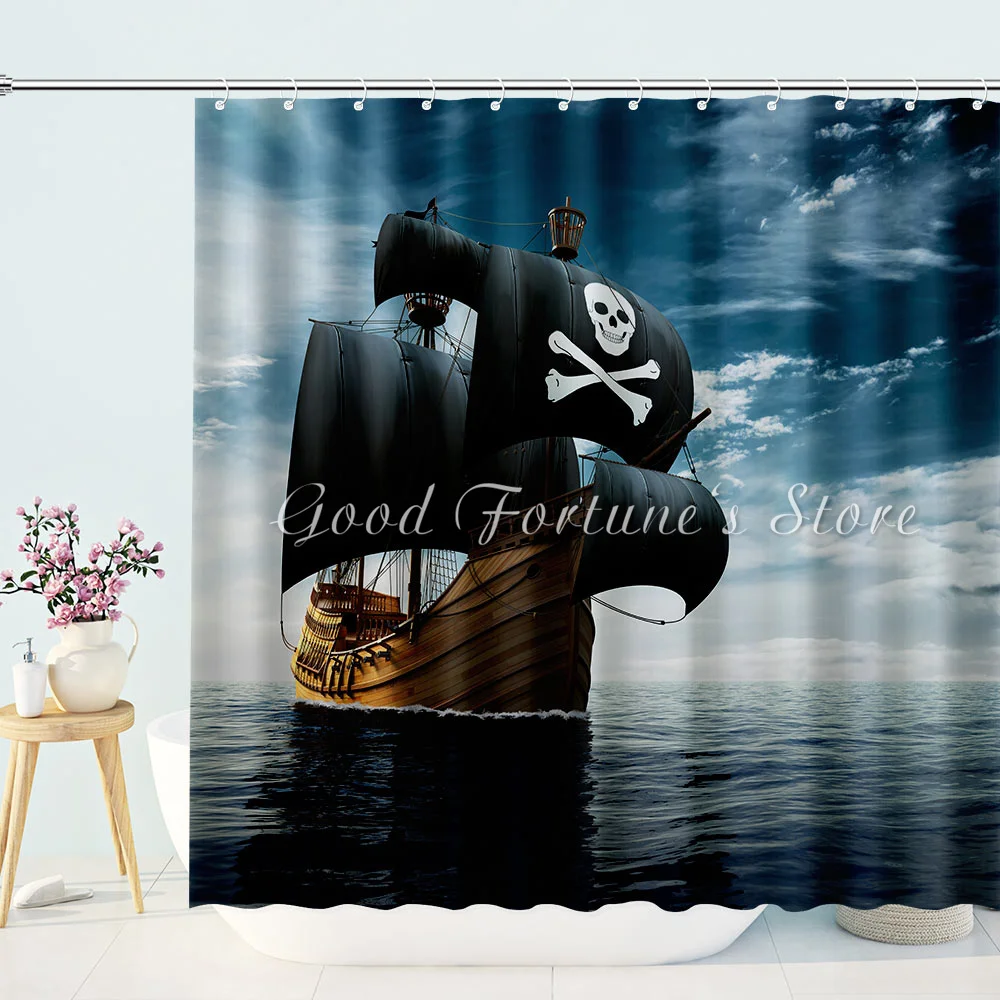 Pirate Ship Nautical Shower Curtain