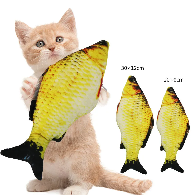 Creative 3D Fish Shaped Cat Pet Dog Toy Cat Mint Gift Filling Pillow Pet Supplies New DIY Plush Cat Toy Colorful Bell Ball