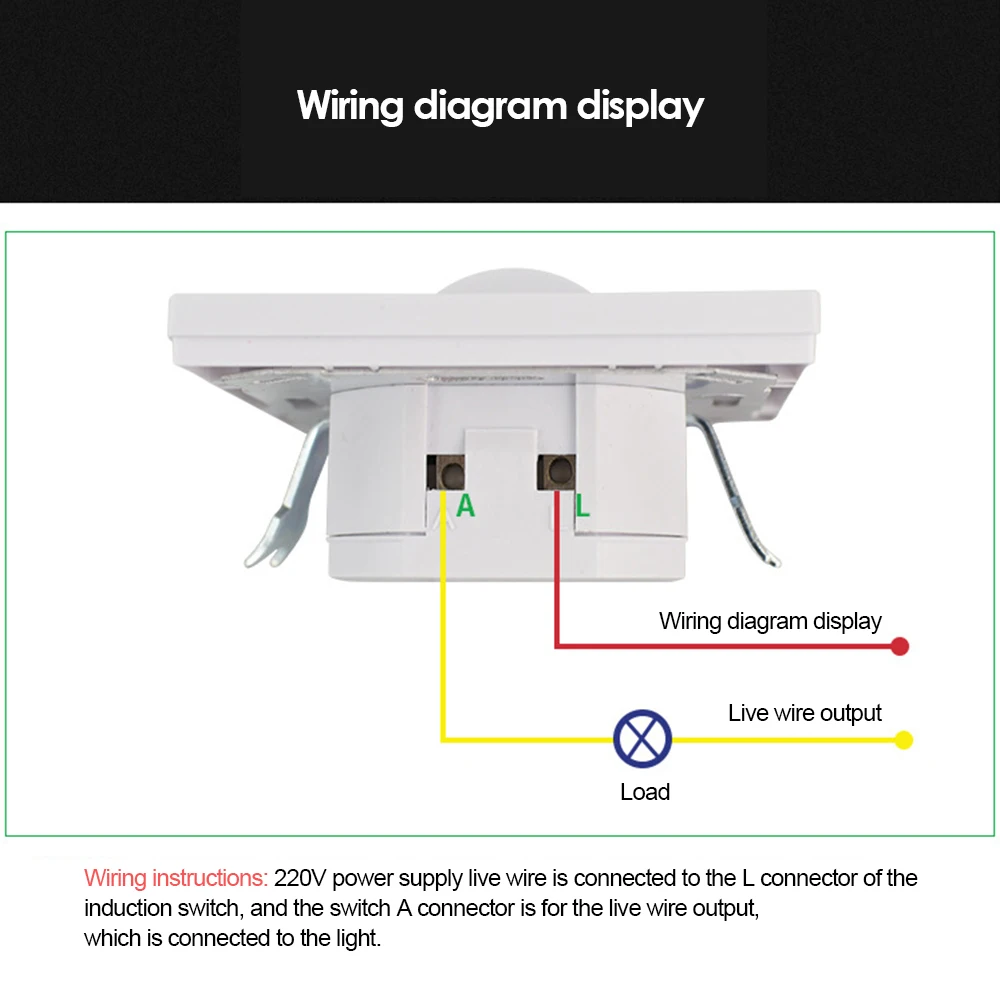 AC 110V-220V LED PIR Infrarot-Detektor IR Infrarot-Bewegungssensor-Schalter Ein/Aus Wandschalter mit Einstellbarer Zeitverzögerung für Zuhause – Detail 6