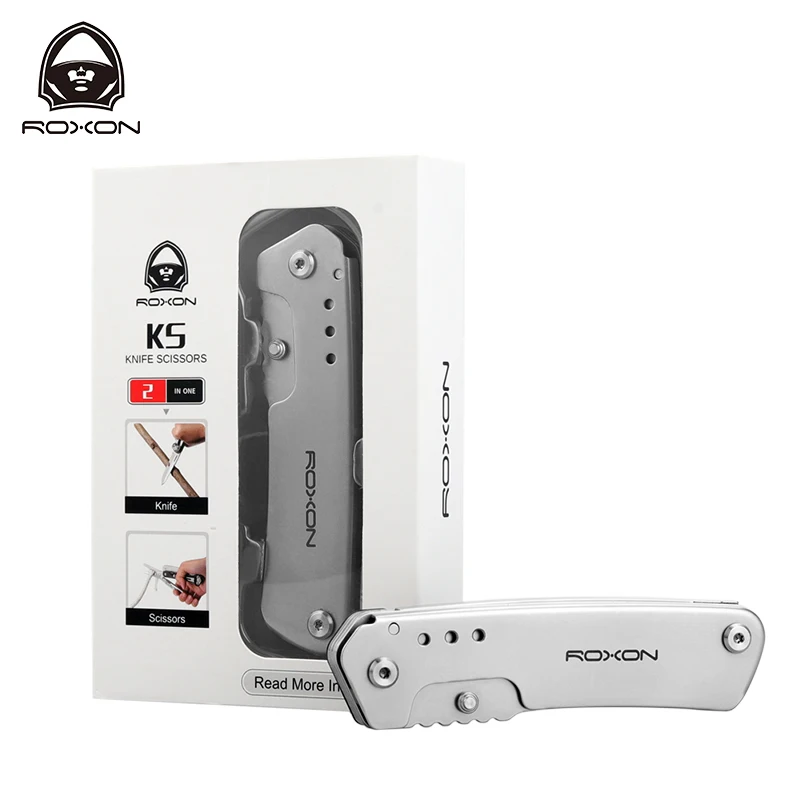 Roxon Folding Pocket Knife and Scissors 2 in 1 EDC Multi tool with Belt Clip, Housework, Needlework, Outdoor, Camping, multitool