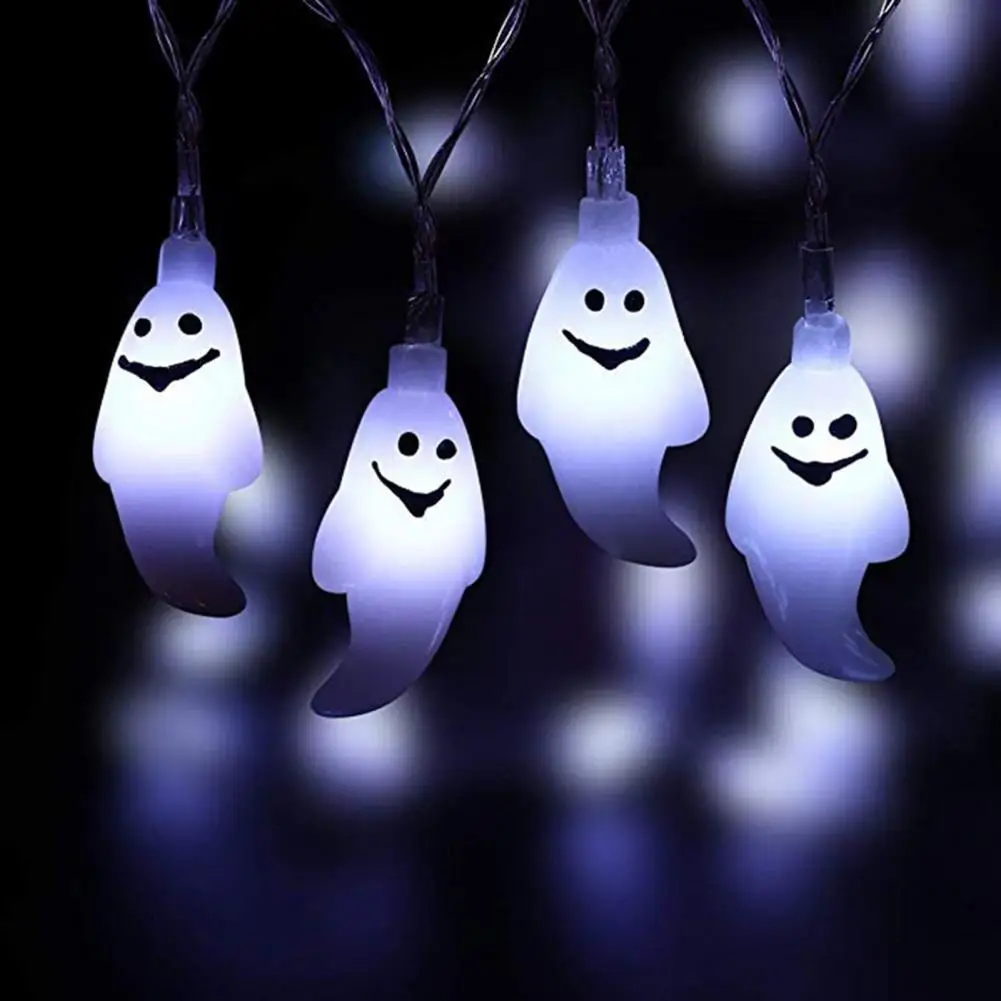 String Light Ghost Shape Festival Decoration 10/20/40 LEDs Halloween Fairy Lamp Ornament for Home