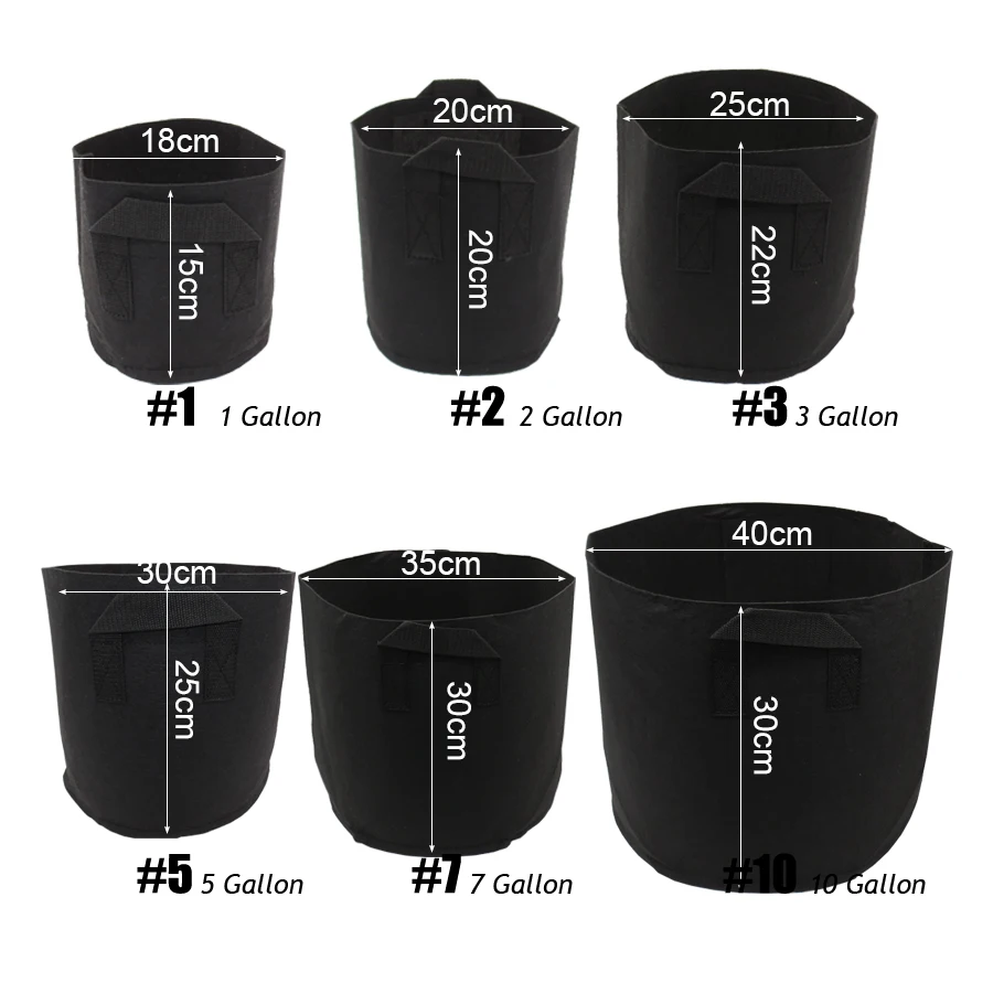 MUCIAKIE 1-10 Gallon Fabric Grow Bags Breathable Pots Planter Root Pouch Container Plant Pots with Handles Garden Supplies