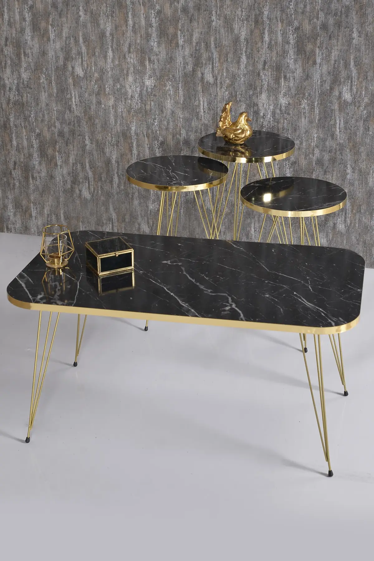Zigon Coffee Table And Medium Coffee Table Set Kr Gold Bendir Tel