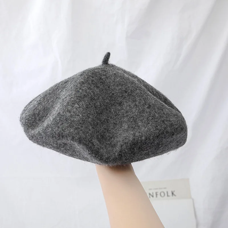 100% Wool beret hat New winter 25 Color thickened Woolen Artist cap British Hepburn French Pumpkin hats For Girl women Ladies