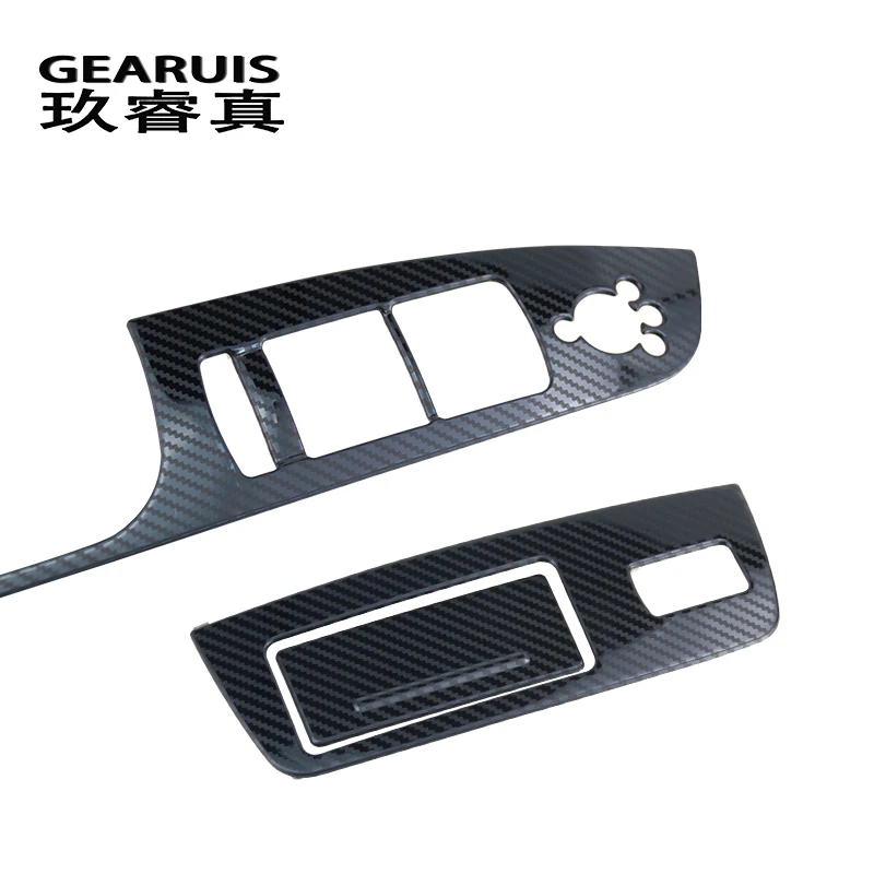 Car styling door armrest panel covers trim for Audi Q7 4l window glass lift buttons frame decal strip Carbon fiber Auto stickers