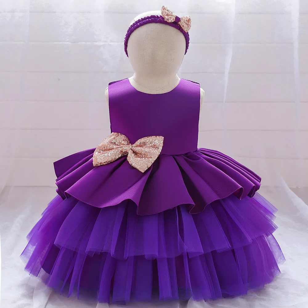 Pink Yellow Party Dress for Baby Girl 1 To 6 Year Summer 2021 Kids Birthday Wedding Princess Dresses Bow Child Ball Gown Costume