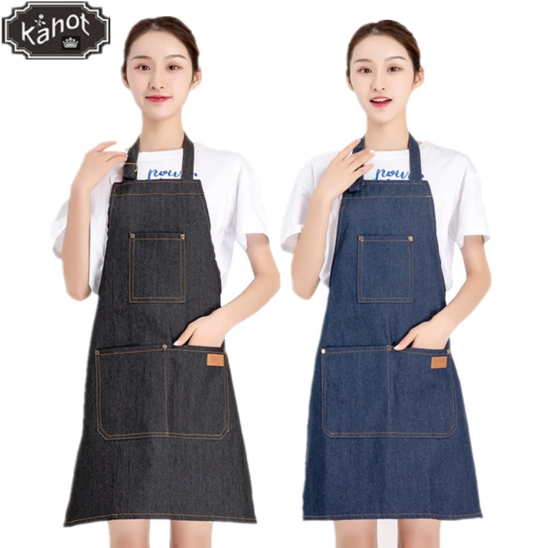 

Salon Profession Hairdresser Denim Work Apron Barber Assistant Coffee Restaurant Nail Shop Work Clothes Kitchen Cooking Apron