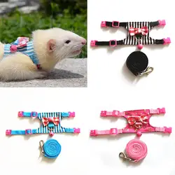 Small Pet Rabbit Hamster Bowtie Striped Star Harness Vest Leash Traction Rope For baby ferrets pet rats Bowknot Chest Strap