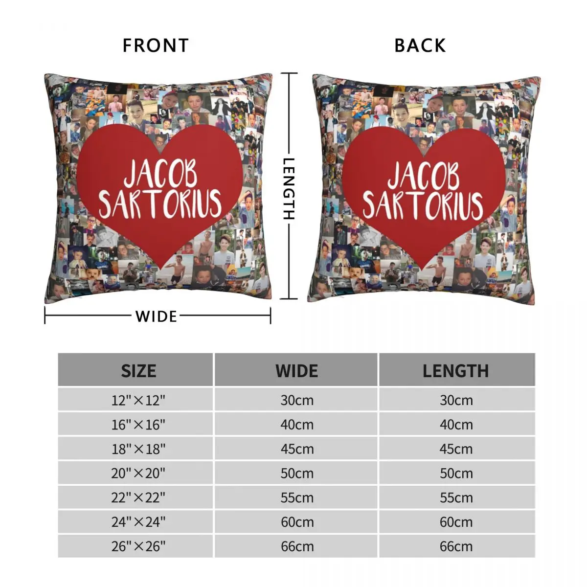 I Love Jacob Sartorius Square Pillowcase Polyester Linen Velvet Pattern Zip Decorative Car Cushion Cover