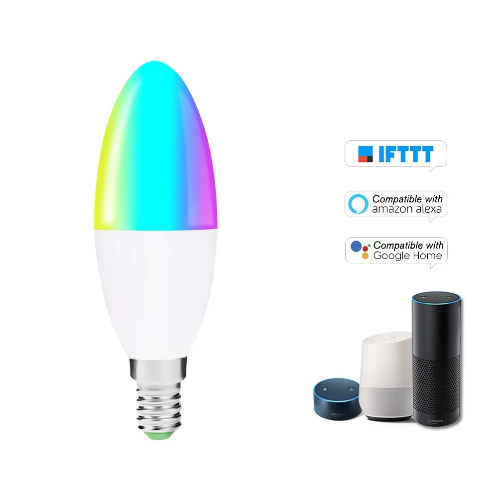 

V16-S Smart WIFI LED Bulb RGB+W LED Candle Bulb 6W E14 Dimmable Light Phone Remote Control Group Control Compatible