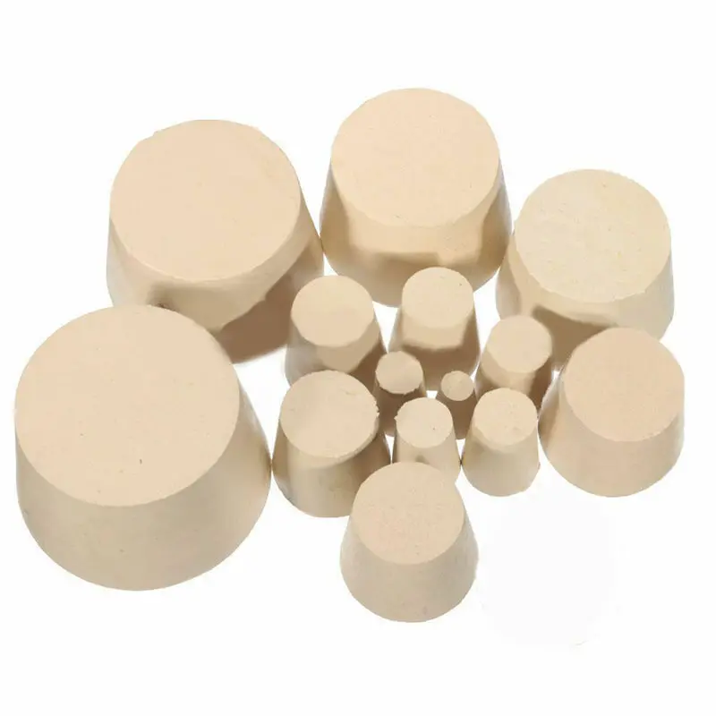 000#-20# Laboratory Rubber Plug Bungs Flask Tapered Tube Solid White Alkali-resisting Lab Push-In Sealing Plug