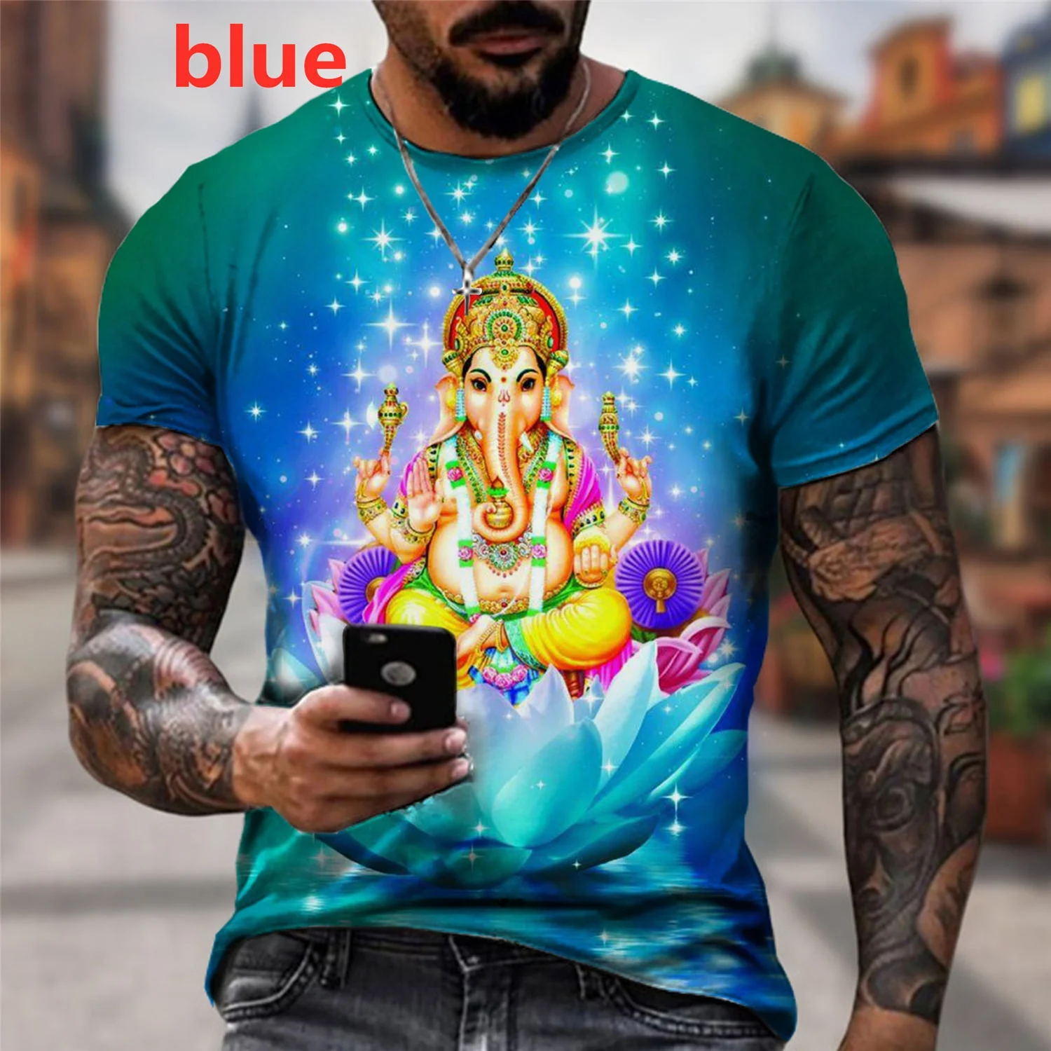 Short Sleeve Fashion India God Shiva Religious 3d Printed T Shirt Harajuku Casual Tops