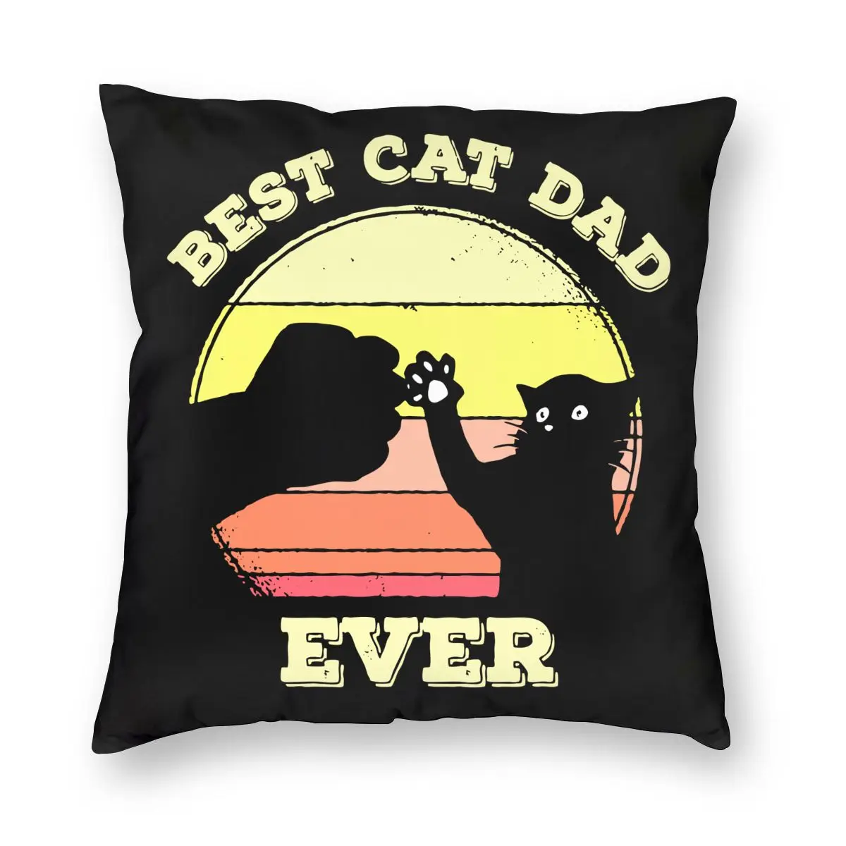 Best Cat Dad Ever Fist Bump Funny Cat Lover Throw Pillow Cover Polyester Throw Pillow Father Daddy Gift 45*45cm Pillowcase