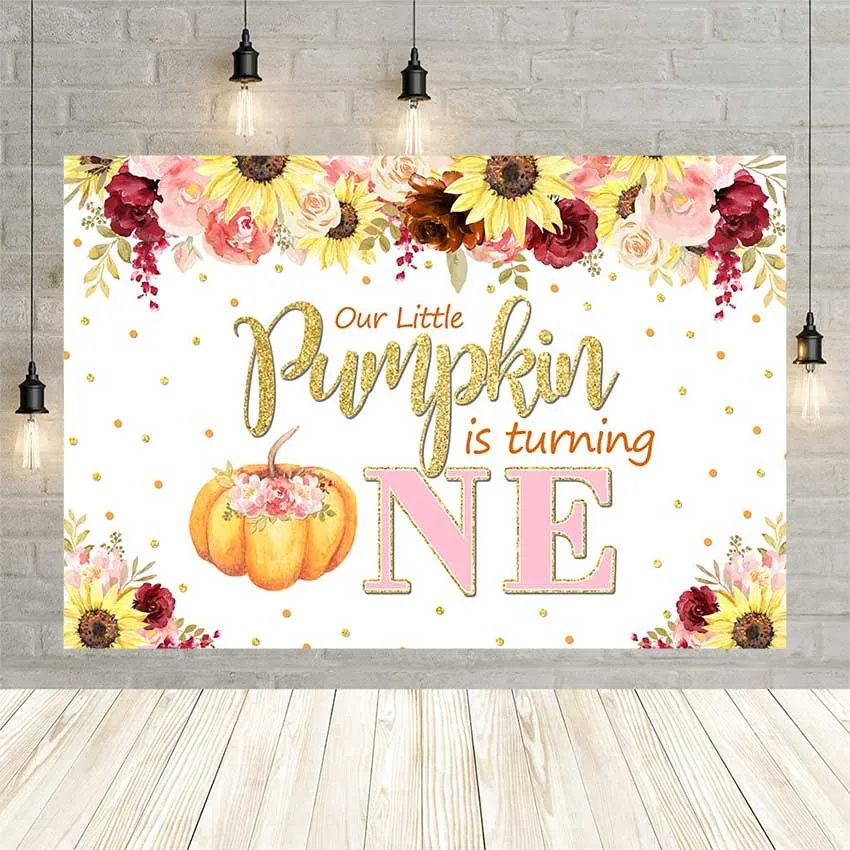 

Avezano Fall Pumpkin Newborn 1st Birthday Party Backdrop Sunflower Gold Polka Dots Girl Photography Background Photo Studio Prop