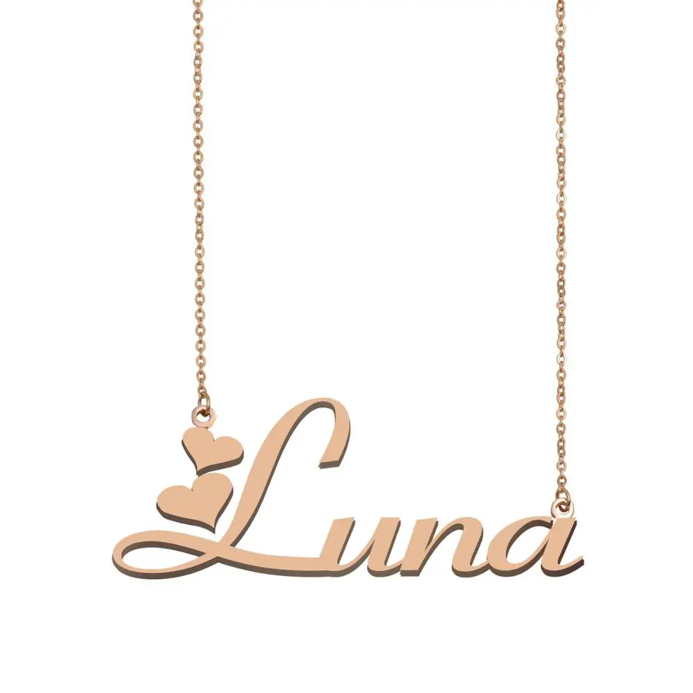 

Luna Name Necklace Personalized Nameplate Pendant for Women Girls Best Friend Birthday Wedding Christmas Mother's Gift