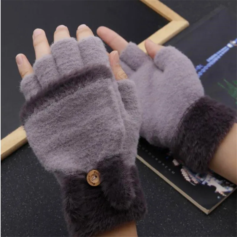 

Han edition cartoon bunny ears students flip half mean warm furry Japanese red gloves woman add flocking x5 in winter