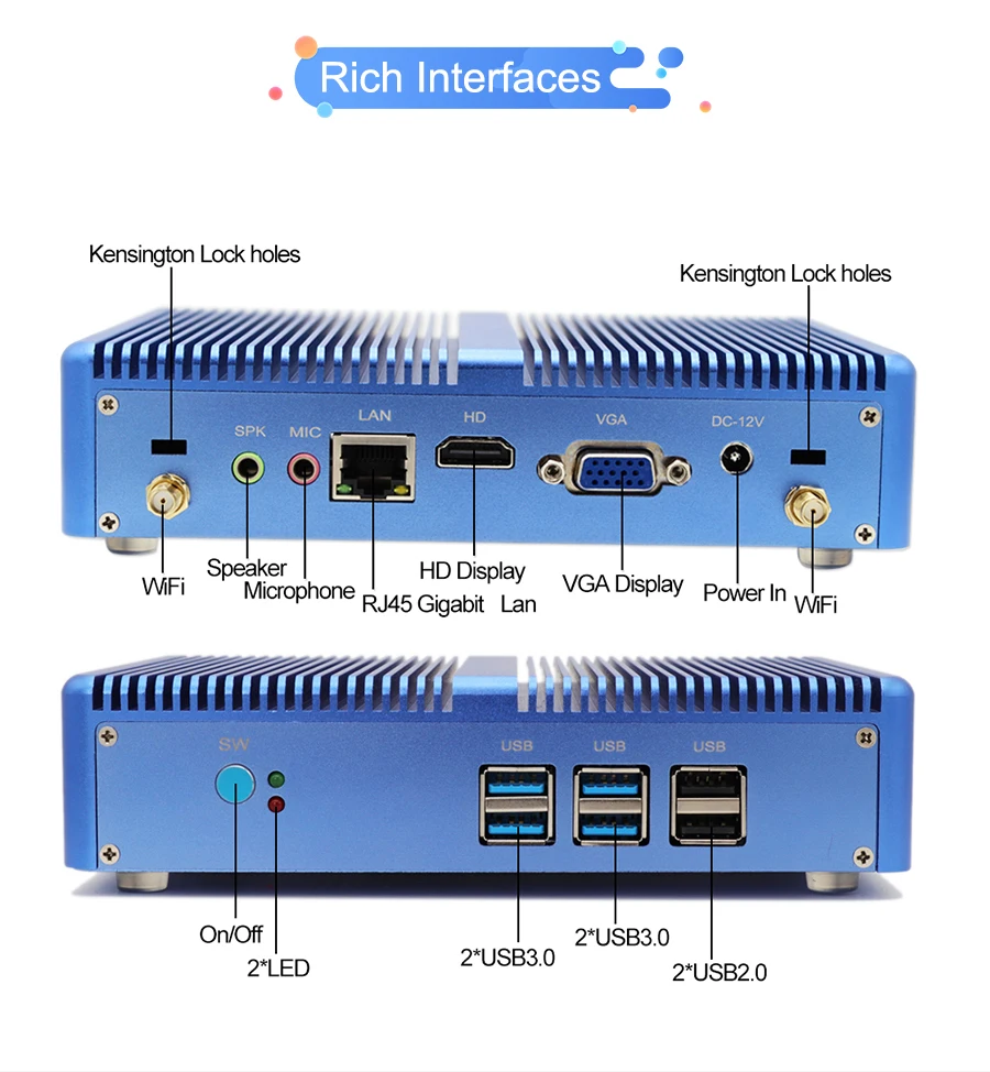 Imagem -05 - Mini Computador Desktop Fanless Windows 10 Max 16gb Ddr4 Nuc Intel Core i3 7020u i5 2.4ghz Htpc Kodi Linux 300m Wifi Hdmi Vga