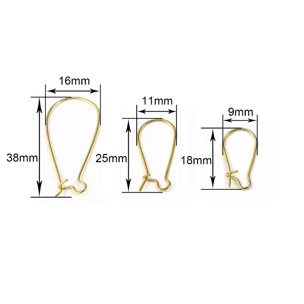 100pcs/Lot 9x18/11x25/16x38mm Silver /Bronze/Rhodium/Gold Plated Drop Earring Hoops Ear Wires Blank Base For DIY Jewelry Making