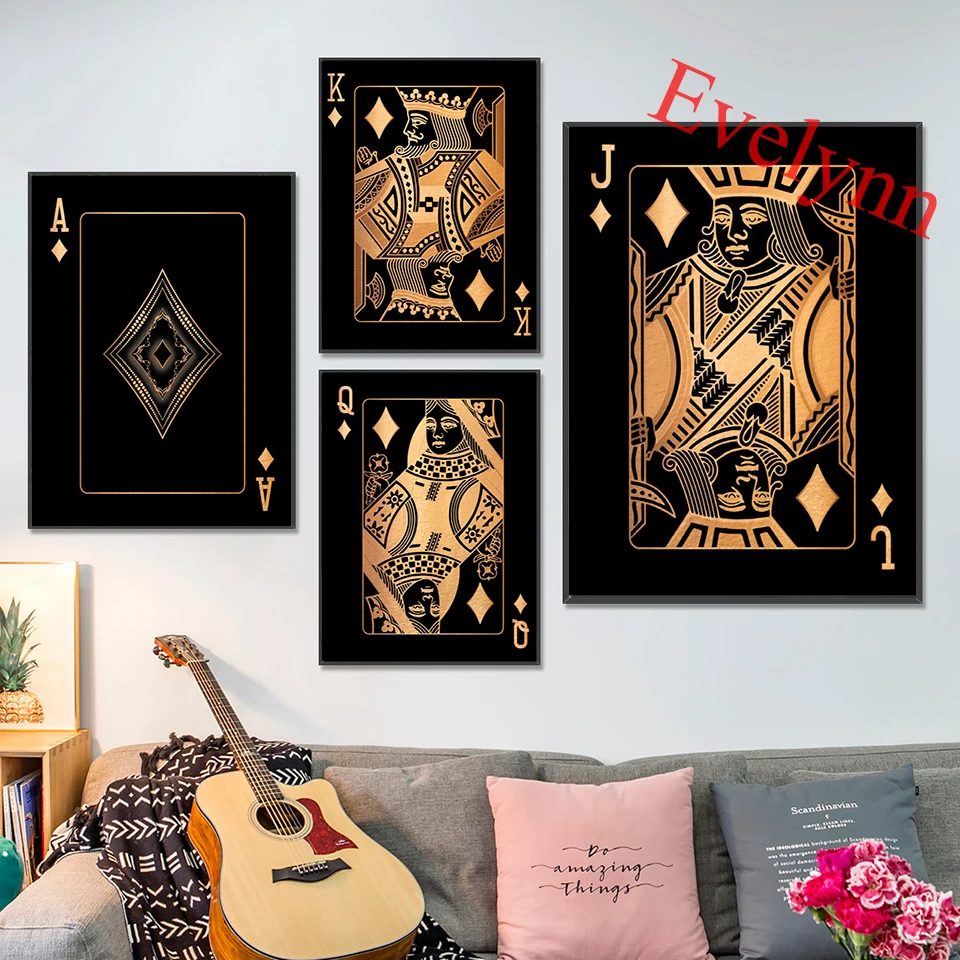 

Yellow Queen King Poker Quotes Nordic Poster Wall Pictures For Living Room Posters And Prints Wall Art Canvas Painting Unframed