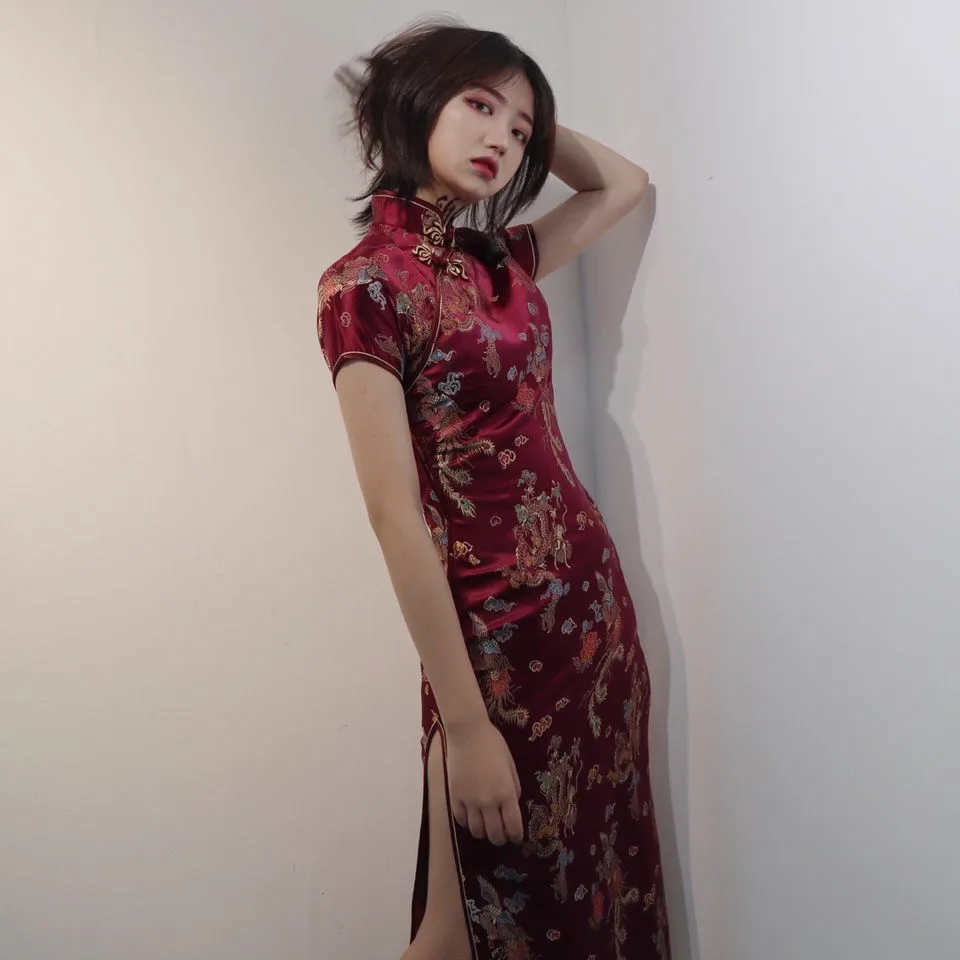 Chinese Style Qipao  Women Plus Size Cheongsam Vintage Classic Chinese Dress Dragon And Phoenix Long Vestidos 4XL 5XL 6XL