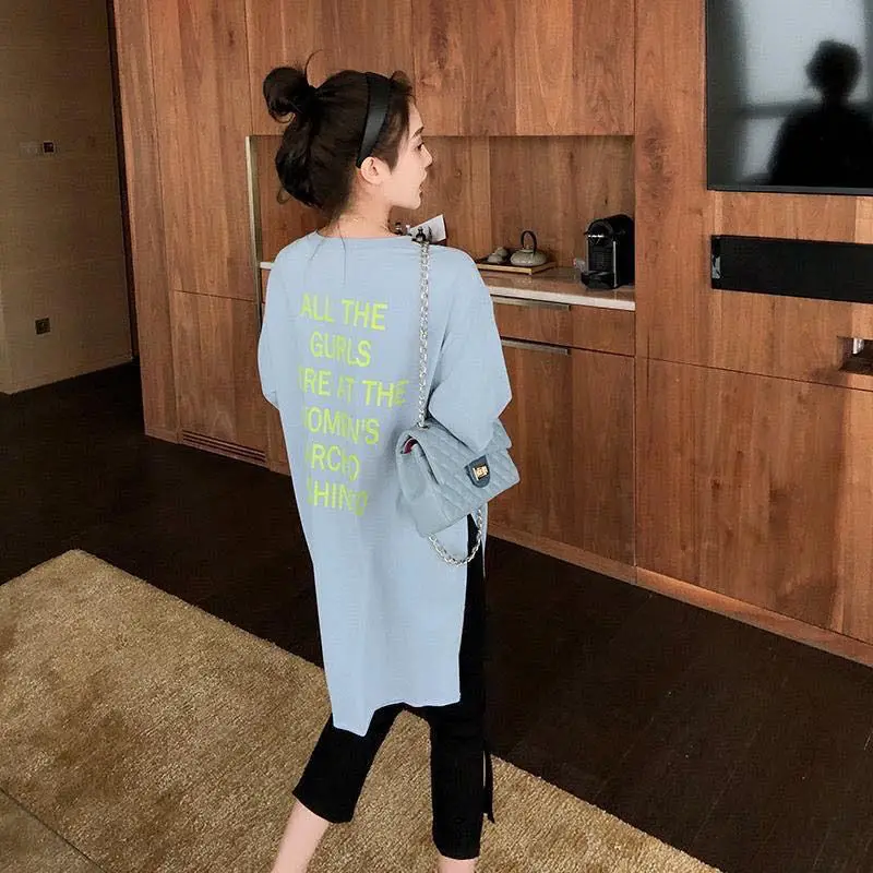 Anime Korean Women\'s T-shirt For Summer Fashion Clothes Loose Elegant Short Sleeve T Shirt Graphic Pulovers Tops Casual Midi
