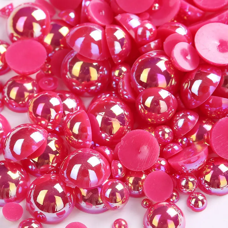 AB colore 10 g/lotto formato misto 3-10mm imitazione perle perline mezzo tondo Flatback per gioielli chiodo che fa accessori fai da te