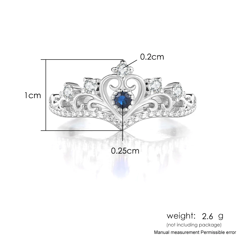 Princess Crown Dainty Rings For Teen Girls Women Luxury Crystal Moissanite Vintage Fairy Tale Ring Christmas Jewelry KBR212