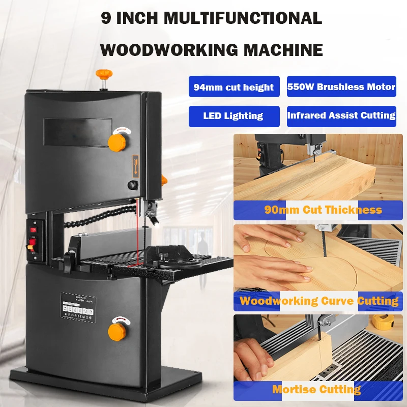 LIVTER 9นิ้วMultifunctionalแนวตั้งโลหะตัดไม้เครื่องWoodworking Scroll Jig Sawเลื่อย