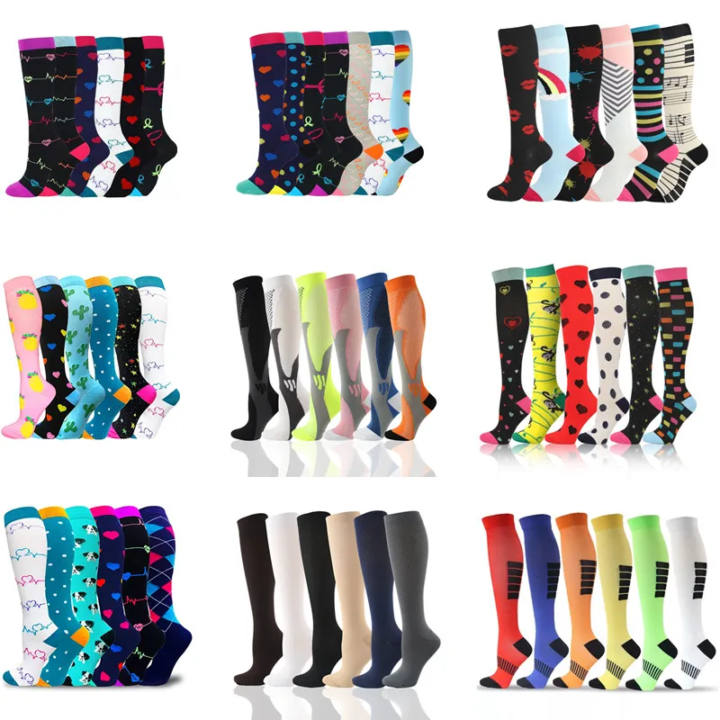 

2/3/5/6/7/8pair Unisex Compression Socks Wholesales Multi Football Golfs Tube Outdoor Sports Nursing Running Fitness Socks