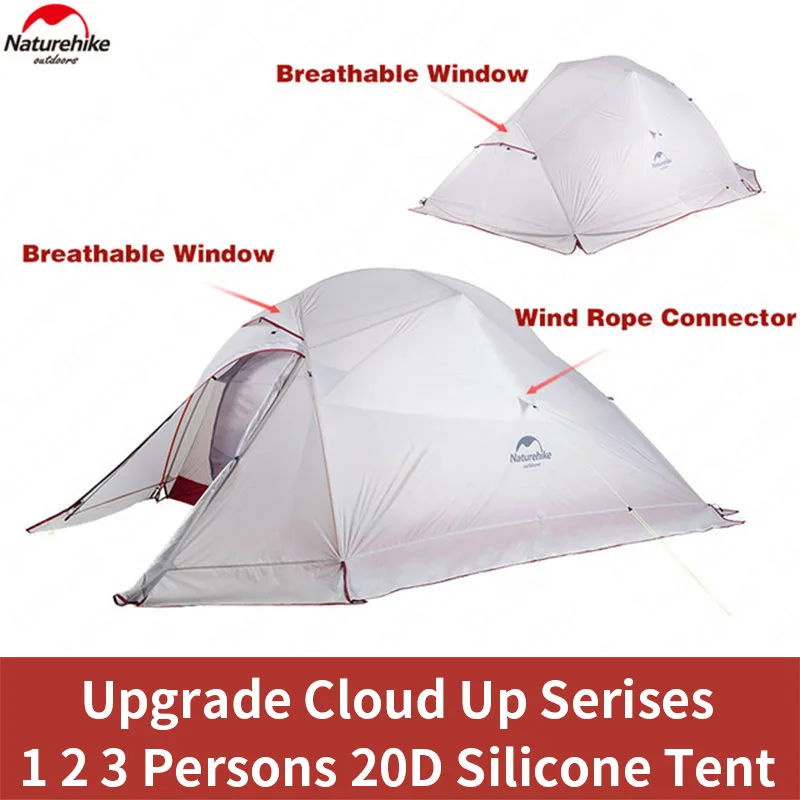 Naturehike outdoor Upgrade Cloud Up 1 2 3 Series Persons Tent 20D Silicone Double Layer Aluminum Pole Ultralight Camping Tent