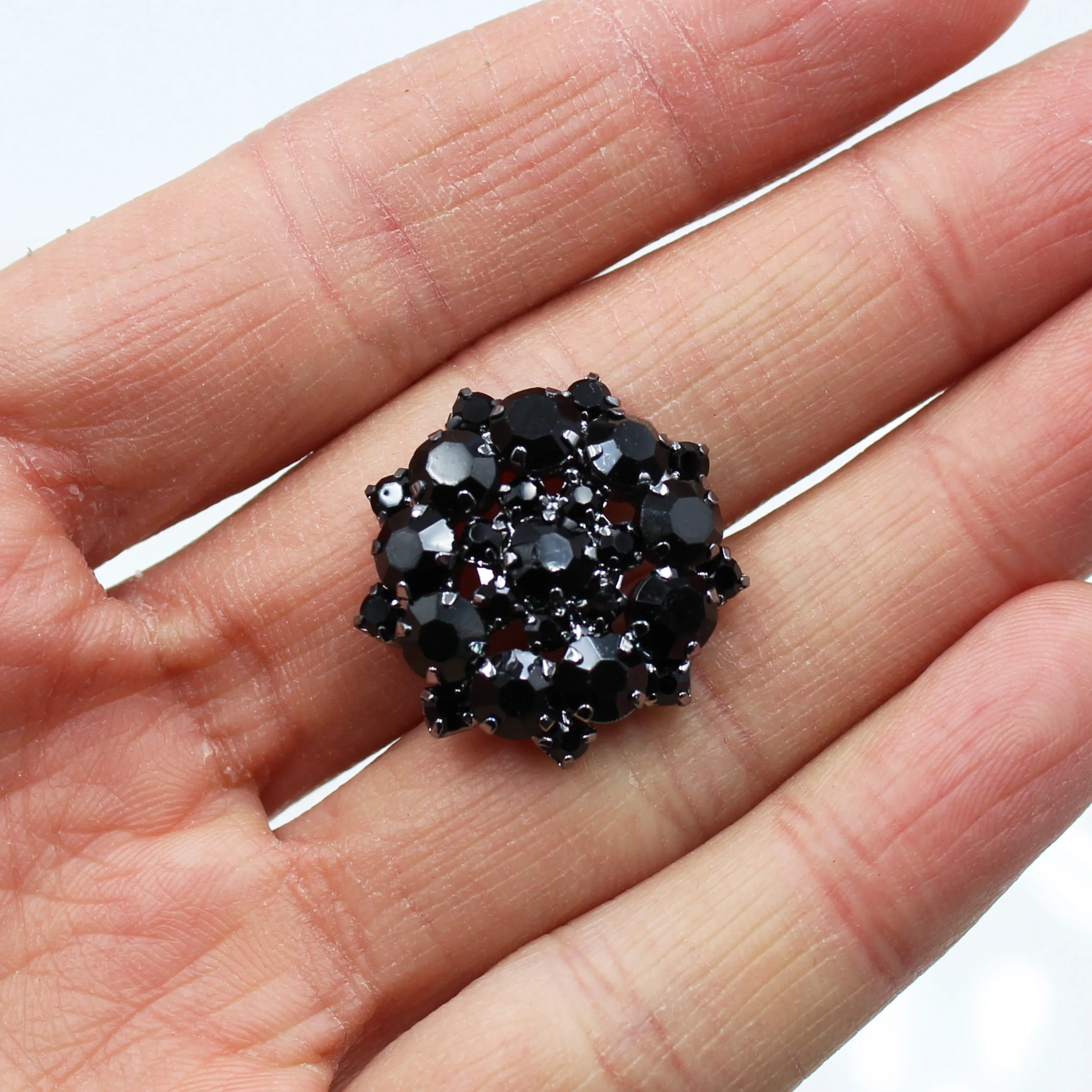 NEW 10Pcs 22MM All Black metal Rhinestone Buttons Shank Diamante Accessories DIY for Wedding Decoration Sewing Clothing Buttons