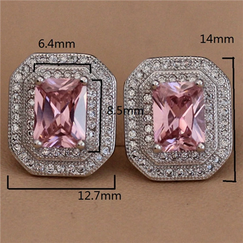 Fleure Esme Charms Shinning christmas Wedding Earrings For Women Men gifts dropshipping Pink Cubic Zirconia Rhodium Plated R3241