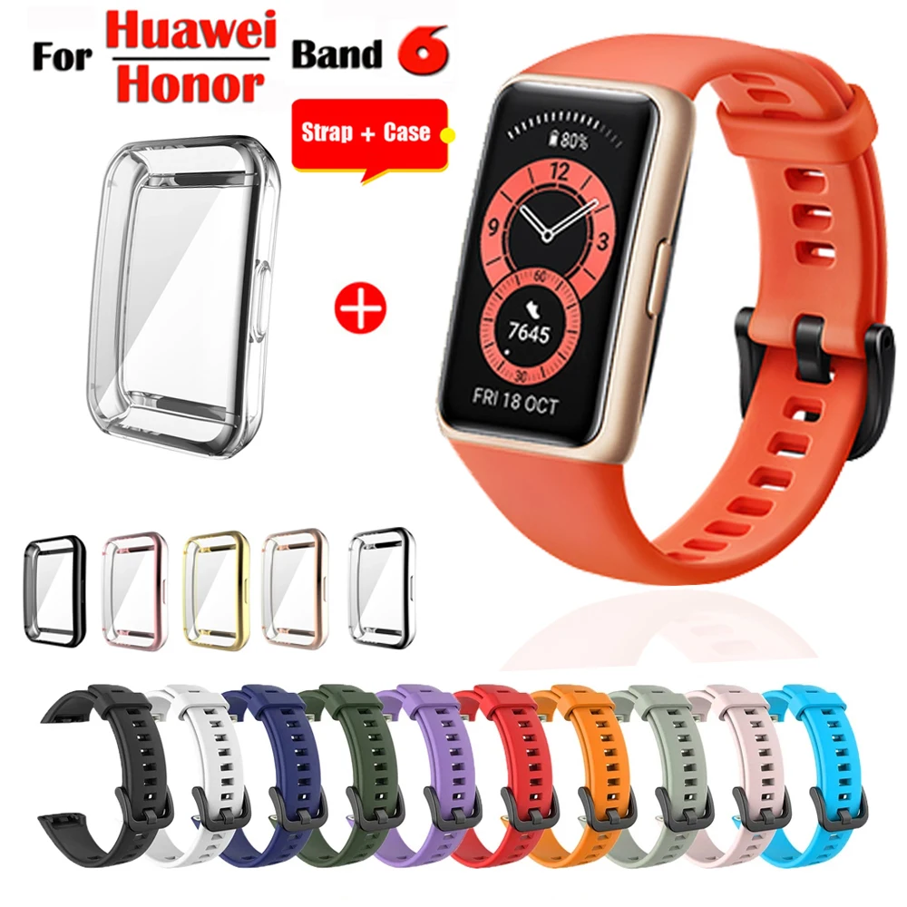 استبدال حزام لهواوي باند 6/6 برو حزام سيليكون حزام ساعة اليد ل الشرف الفرقة 6 حزام مع حامي الشاشة الكاملة تي بي يو