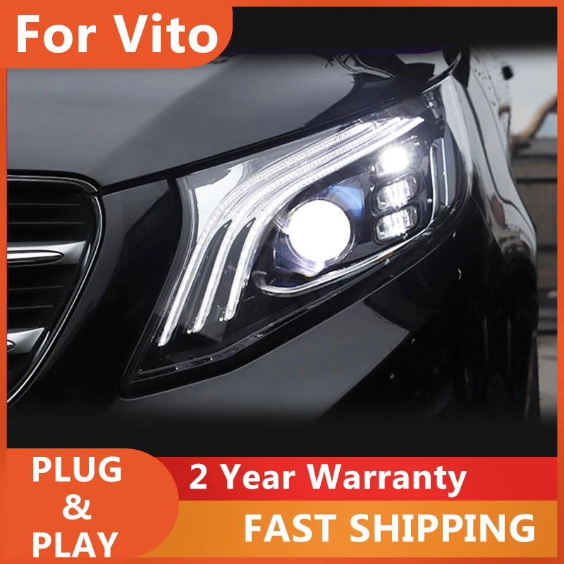 ALL LED For Head Lamp Benz VITO V260 V250 V Class 2015-2019 Maybach Headlights LED DRL Running Light Bi LED Lens Assembly