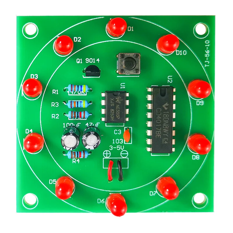 Round Electronic Lucky Rotary Suite CD4017 NE555 Self DIY LED Light Kit Production Parts and Components New