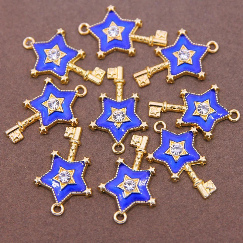 6pcs/lot 21*32mm Glitter Flatback Alloy enamel candy star charms perfect for pendants,earrings diy Necklace Accessories