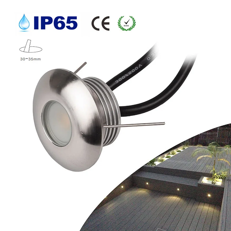 

DC12V 1W LED Spot Lamps IP65 Indoor Outdoor Flooring Corner Stairway Recessed Footlight Small Embedded Wall Lamps Cut-out D30mm